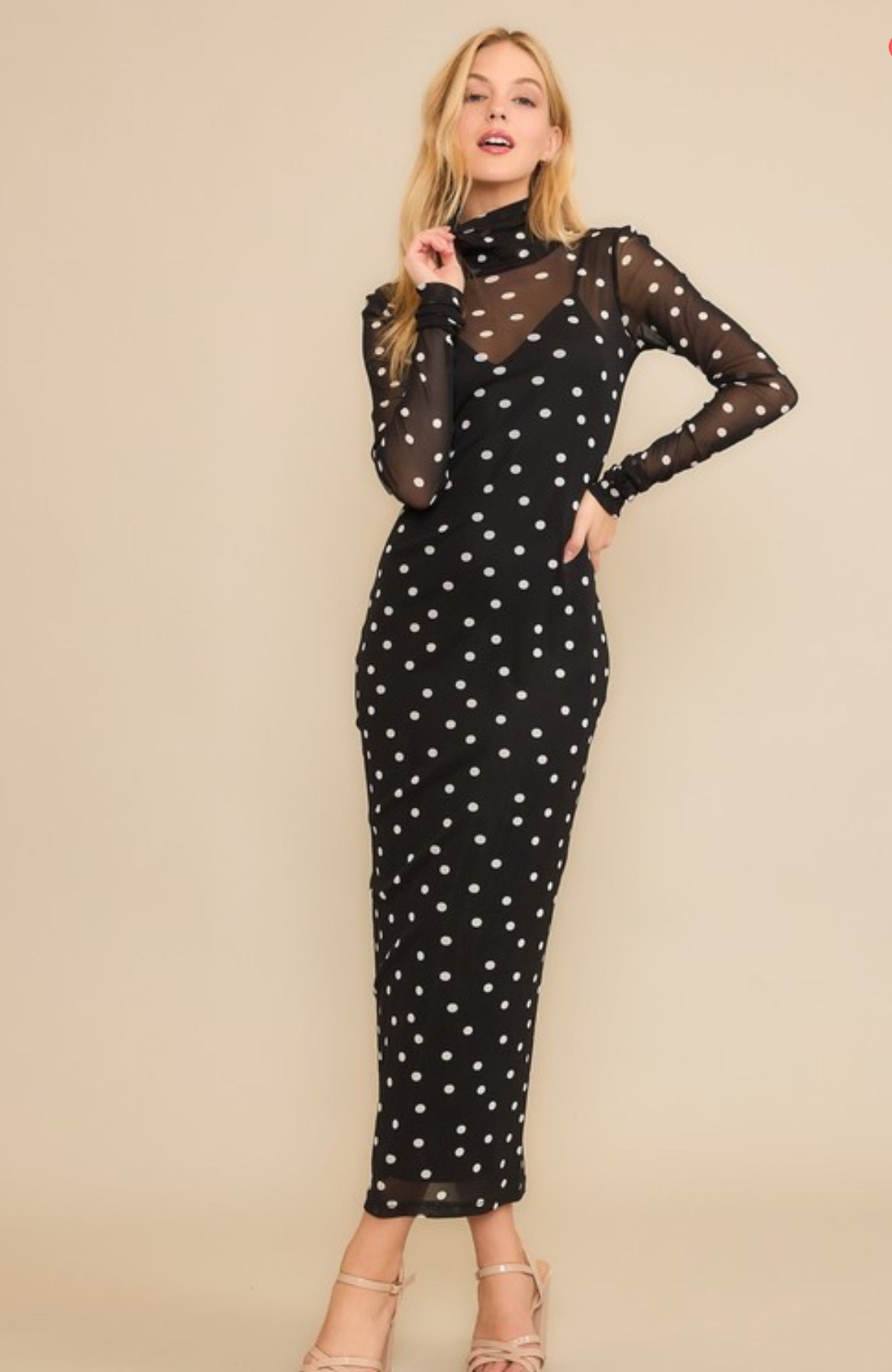 Mesh polka dot dress