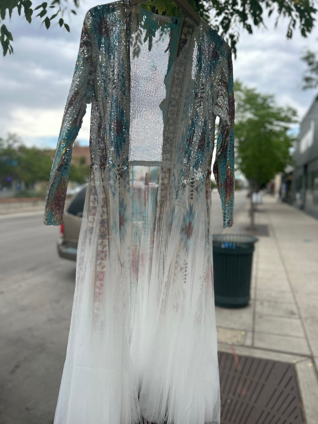 Sequin tulle angel duster