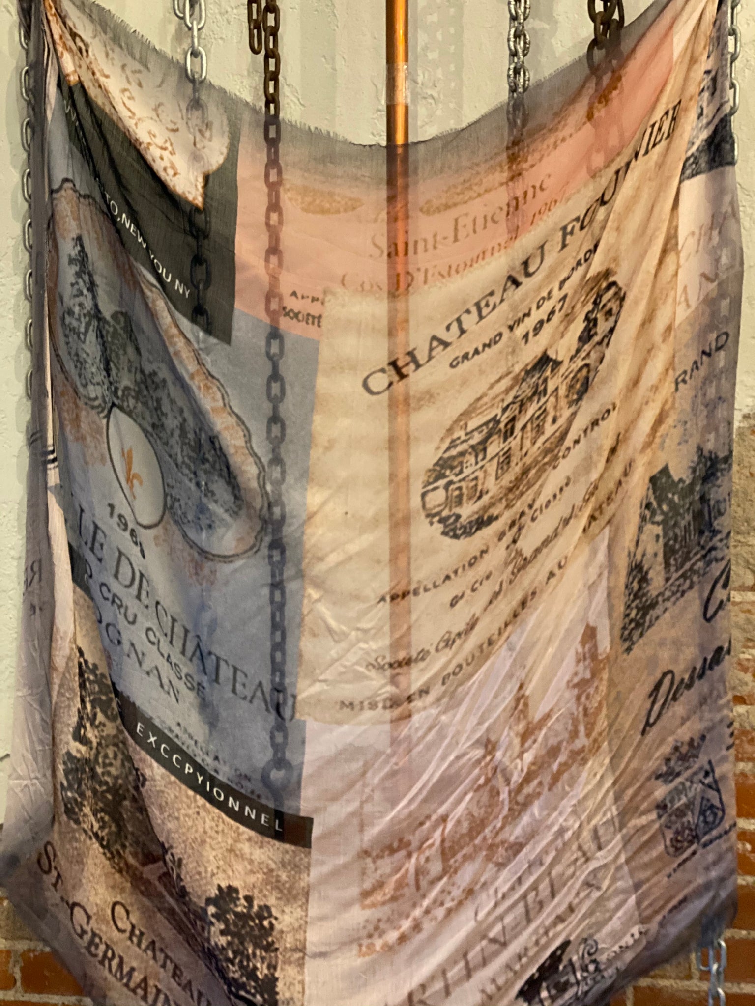 French champagne label tissue scarf